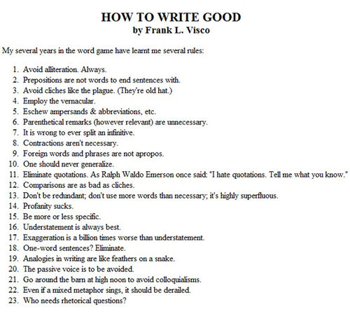 How to write good by Frank L. Visco