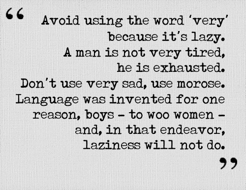 Avoid using the word ‘very’ because it’s lazy…